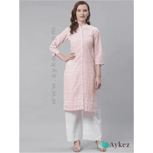 Pink Chikankari Kurta With Palazzo 2