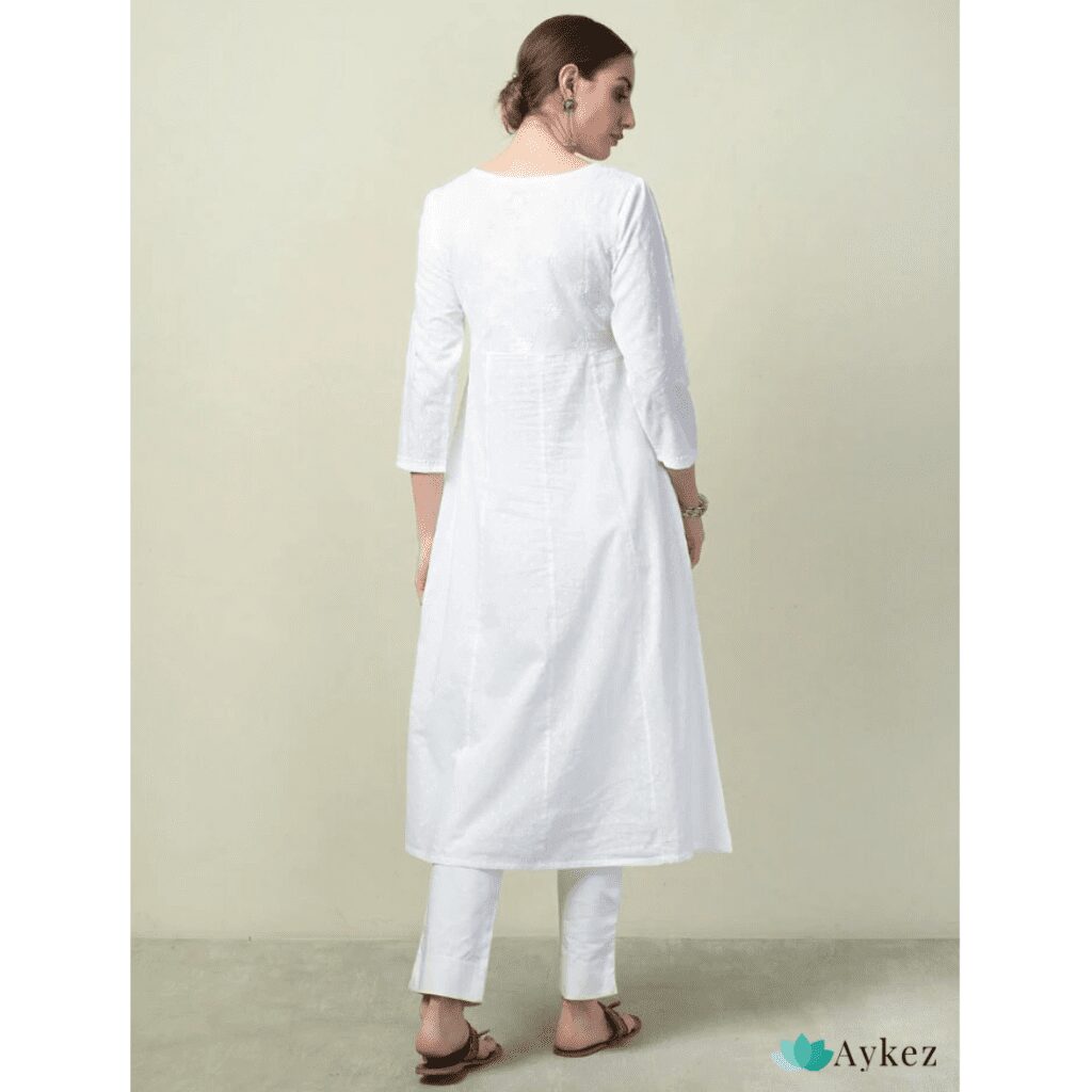 Buy Green Chikankari Cotton Kurta with White Palazzo  Set of 2   C04B2152KPINC14MAR  The loom