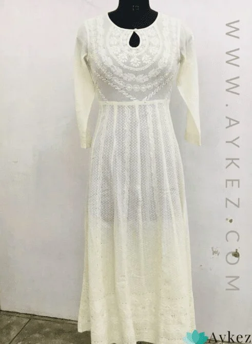 Pure Cotton Hand Embroidered Anarkali #01