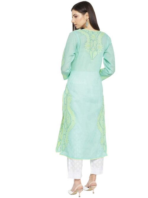 Chikankari straight cotton kurta kurti for women