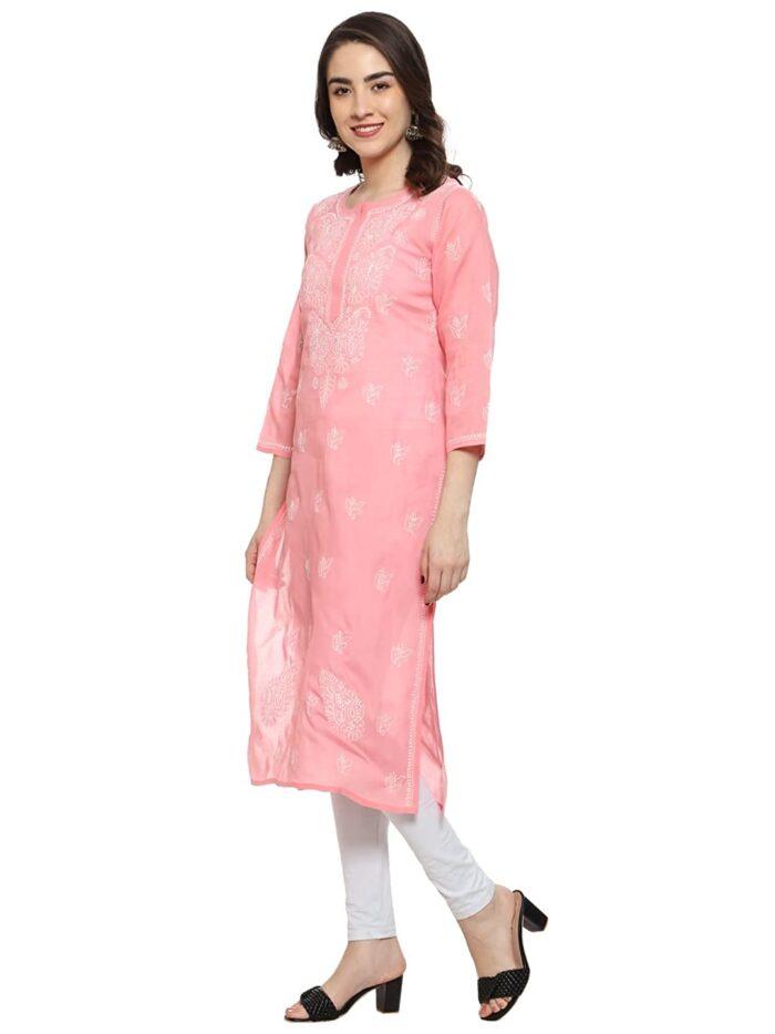 Chikankari straight cotton kurta kurti for women