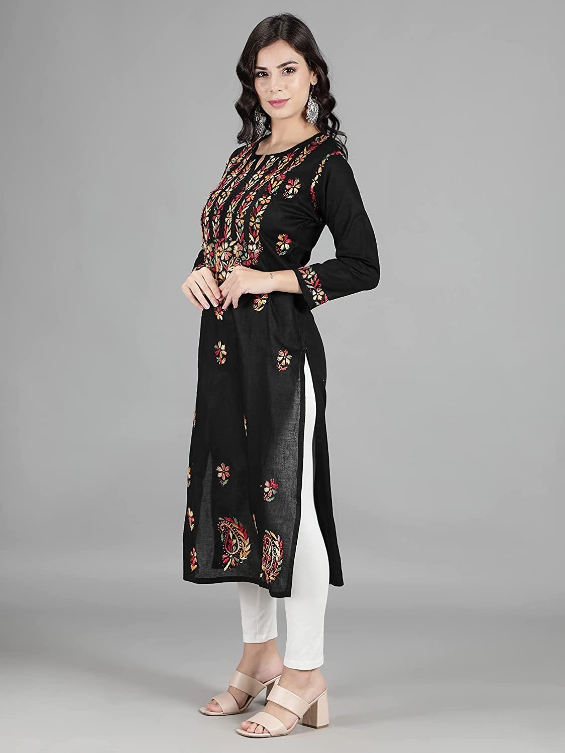 Rani Cotton Embroidered Designer Kurti - Salwari - Kurtis & Tunics