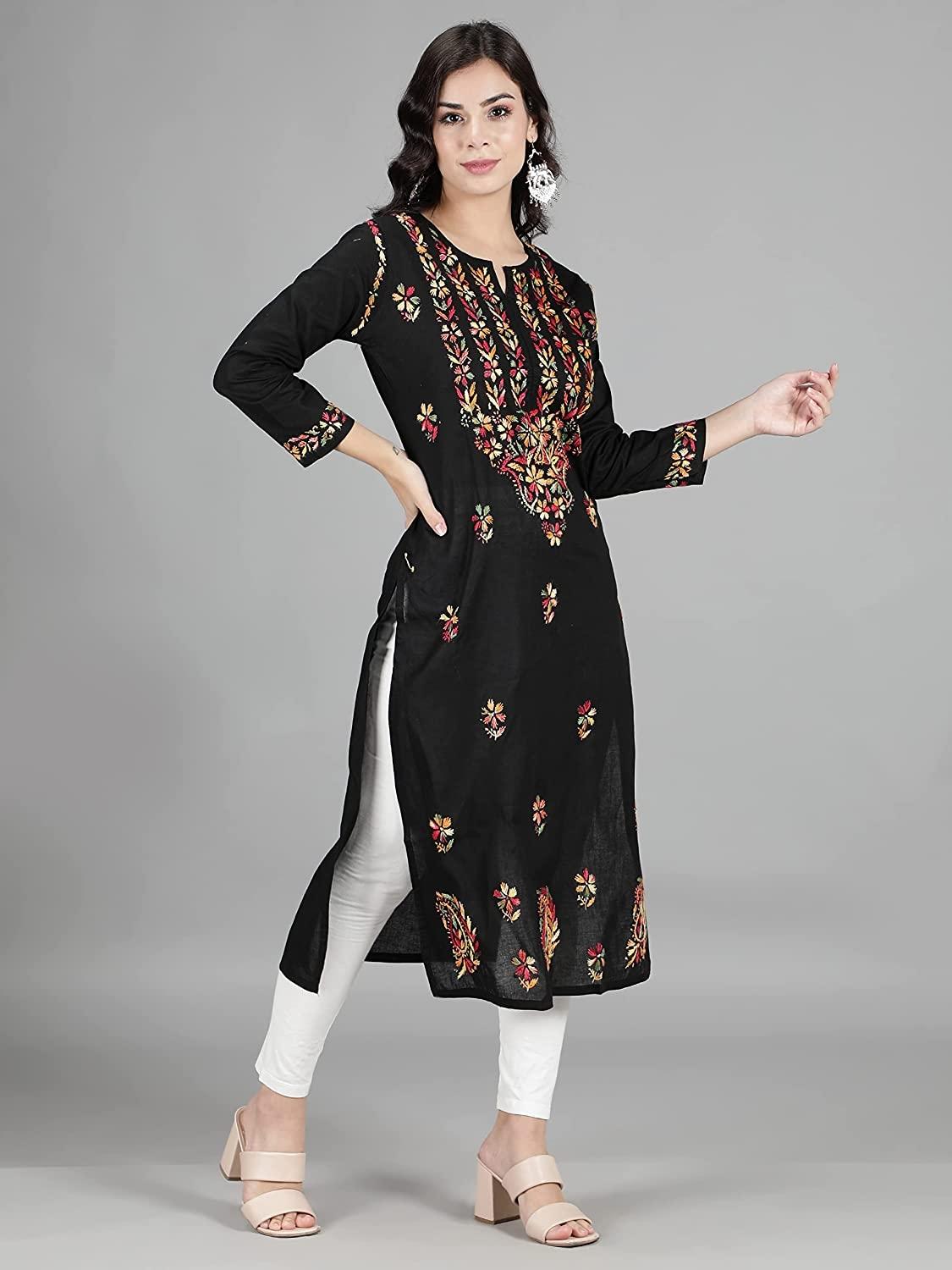 Designer Black And White Check Kurti With Red Contrast at Best Price in  Nagpur | Pallav Garments