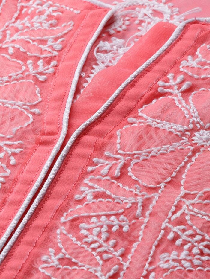 Embroidery faux georgette chikankari kurti
