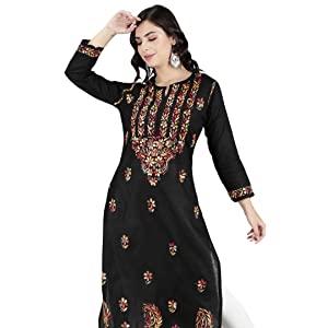 Buy NC Fashion Womens Rayon Black Kurti and Designer Print XXLarge at  Amazonin